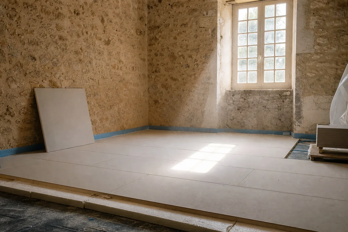 Isolation du plancher à Bergerac : chape sèche et ragréage